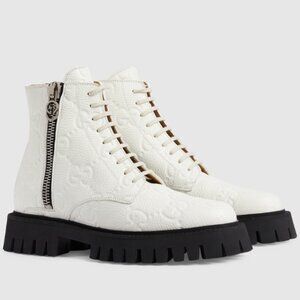 NIB Gucci Novo GG quilted leather combat lug sole boots IT 39 US 9